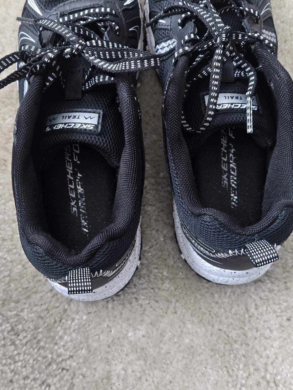 Skechers Womans Black & White Athletic Shoes
